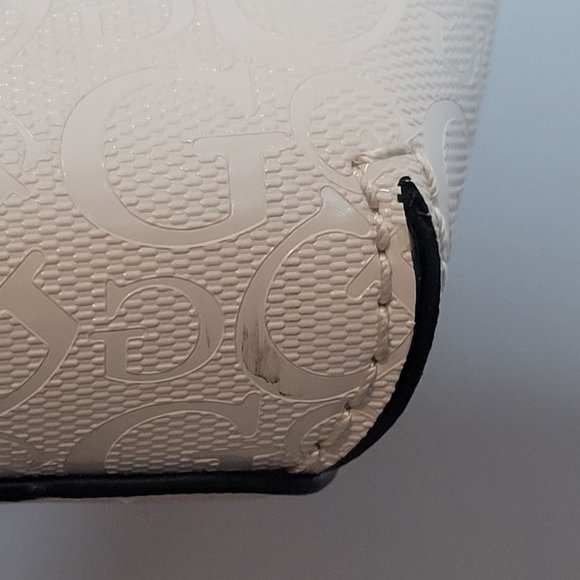 Guess Los Angeles Purse PVC Beige Short Handles Shoulder Strap Lined Complete - Picture 9 of 16